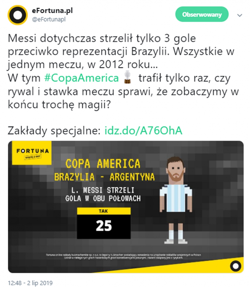 Kurs na to, że Messi strzeli gola w obu połowach z Brazylią! :D